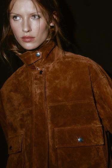 КУРТКА-БОМБЕР ИЗ 100% КОЖИ — ЦВЕТ ВИСКИ от Zara