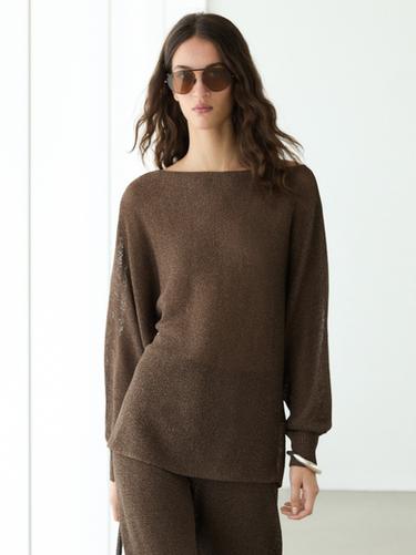 Pull en maille fluide de coton - Marron de Zara