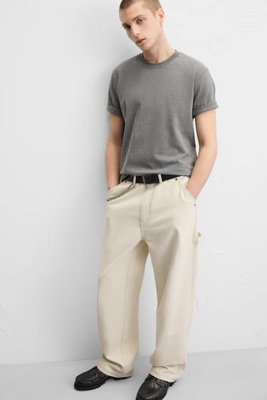 RELAXED FIT CARPENTER JEANS - Ecru by Zara - Image 5