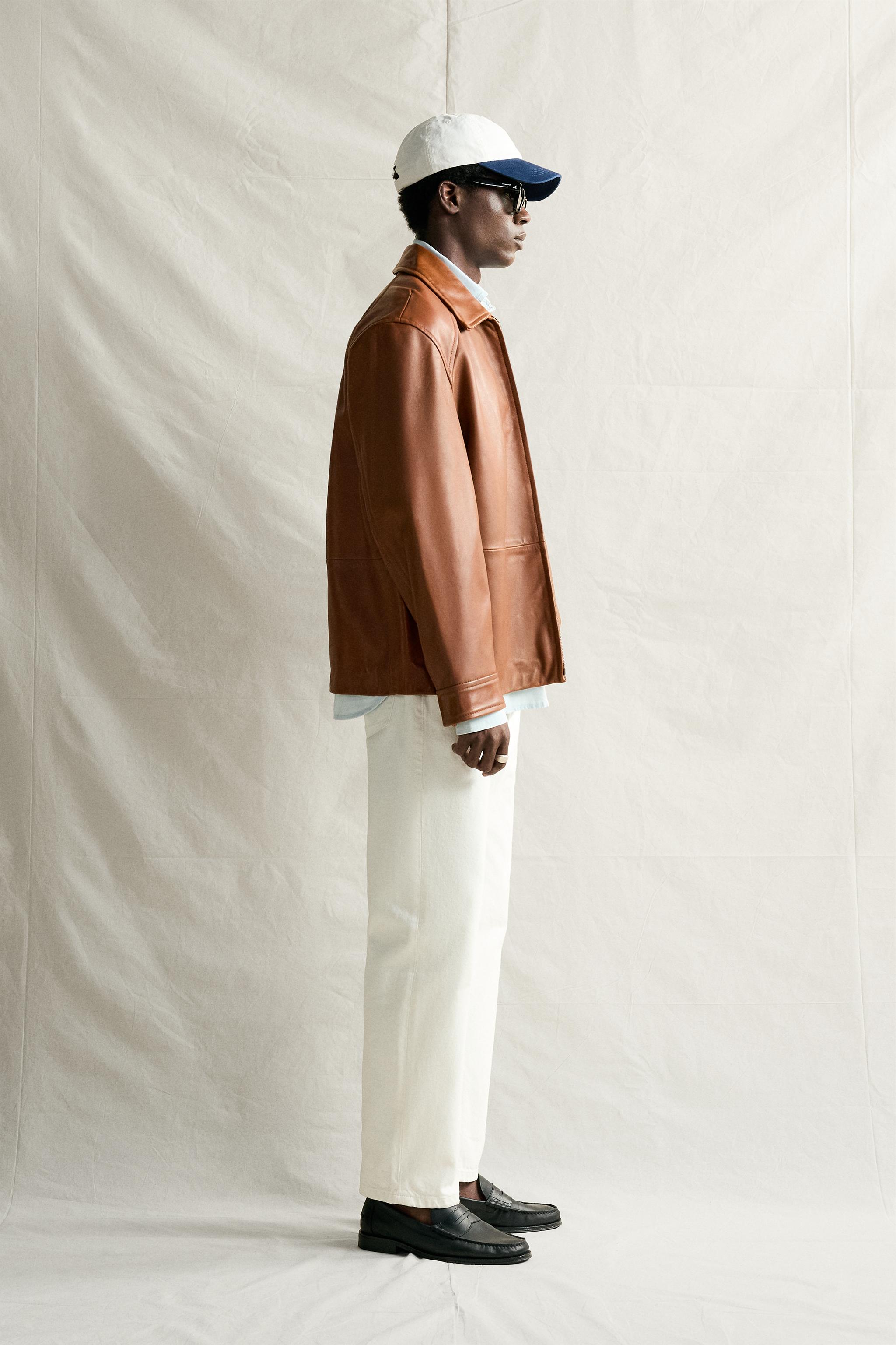 BLOUSON REGULAR FIT EN CUIR