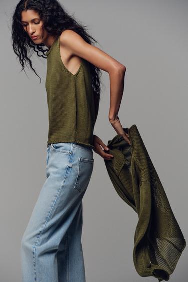 TOP EN MAILLE 100 % COTON - Kaki de Zara - Image 2