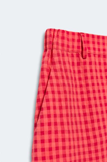 LIMITED EDITION GINGHAM CARROT FIT TROUSERS - Red / Coral by Zara - Image 5