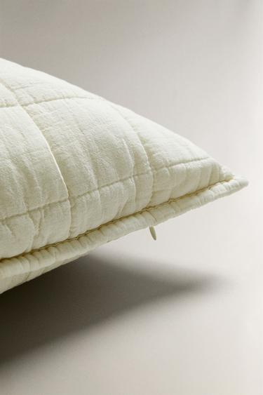 CUSHION COVER FOR QUILTS WITH SQUARES - Oyster-white by Zara - Image 3