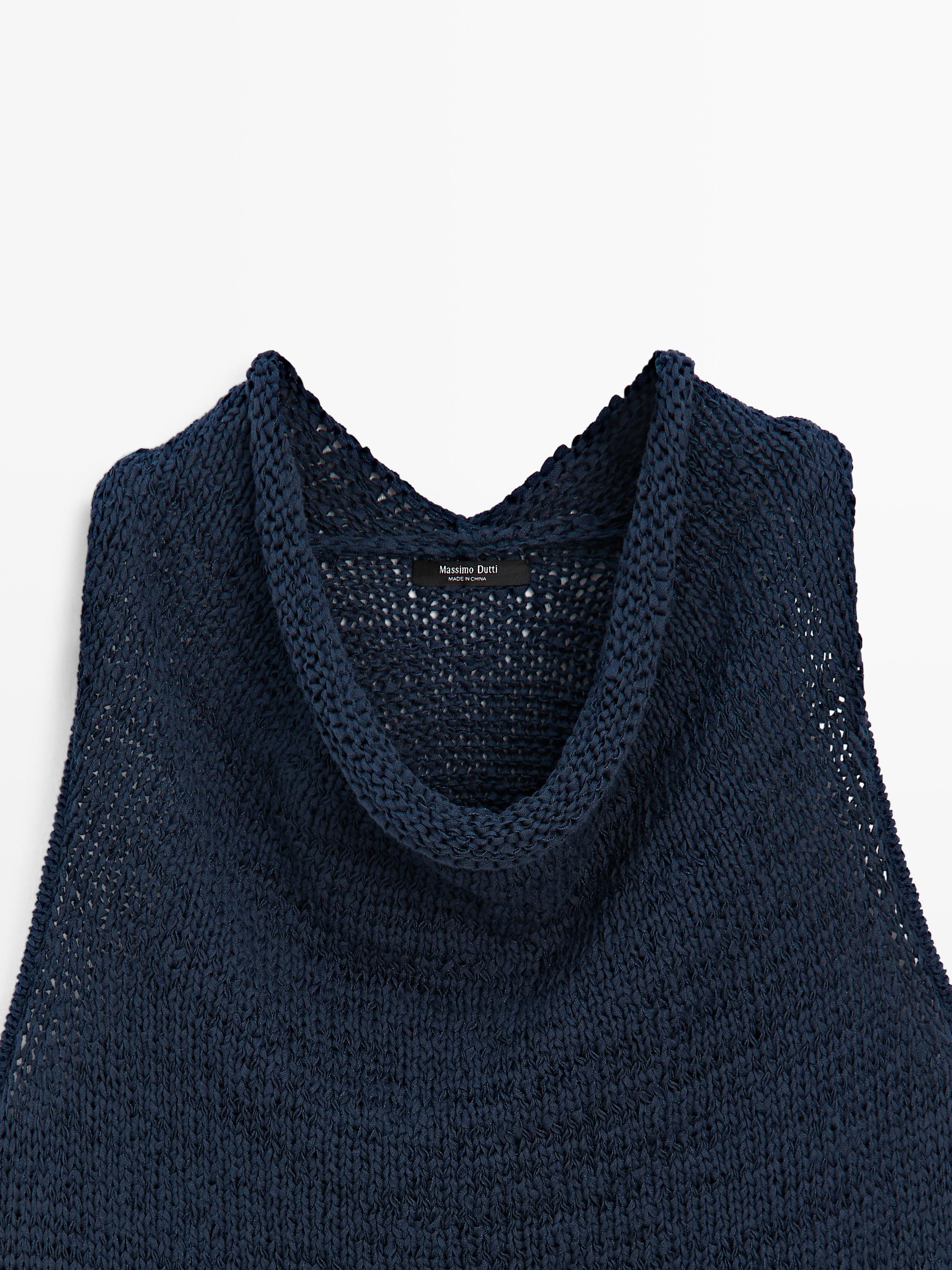 Knit top with draped neckline