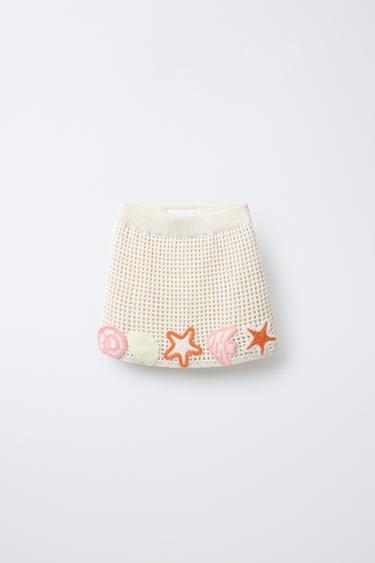 SEA PATCH KNIT SKIRT - Ecru by Zara - Image 0