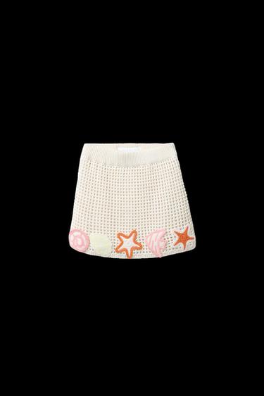 SEA PATCH KNIT SKIRT - Ecru by Zara