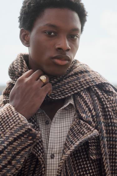 MANTEAU COURT À CARREAUX AVEC ÉCHARPE ÉDITION LIMITÉE - Marron de Zara - Image 6