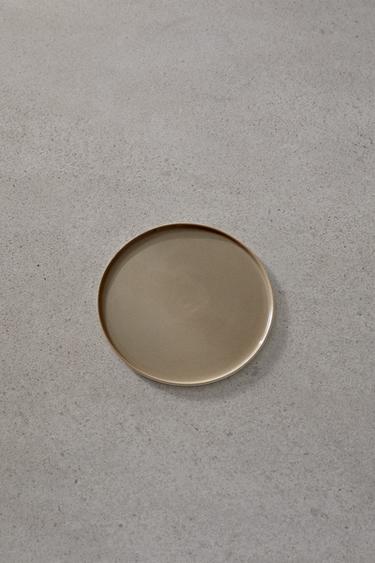 ENSEMBLE ASSIETTE PLATE RONDE PORCELAINE MOYENNE (LOT DE 2) - marron/blanc de Zara