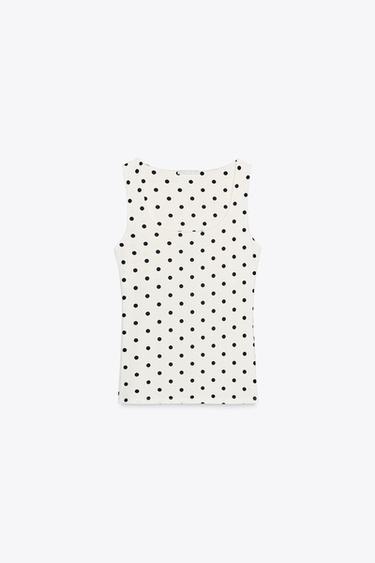 POLYAMIDE TOP WITH WIDE STRAPS - Ecru / Black by Zara