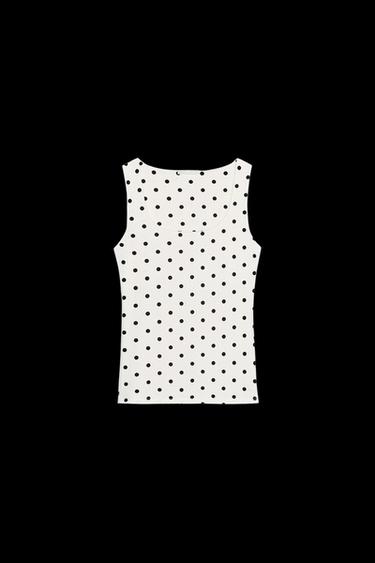 Zara WIDE STRAP POLYAMIDE TOP - Ecru / Black - Image 0