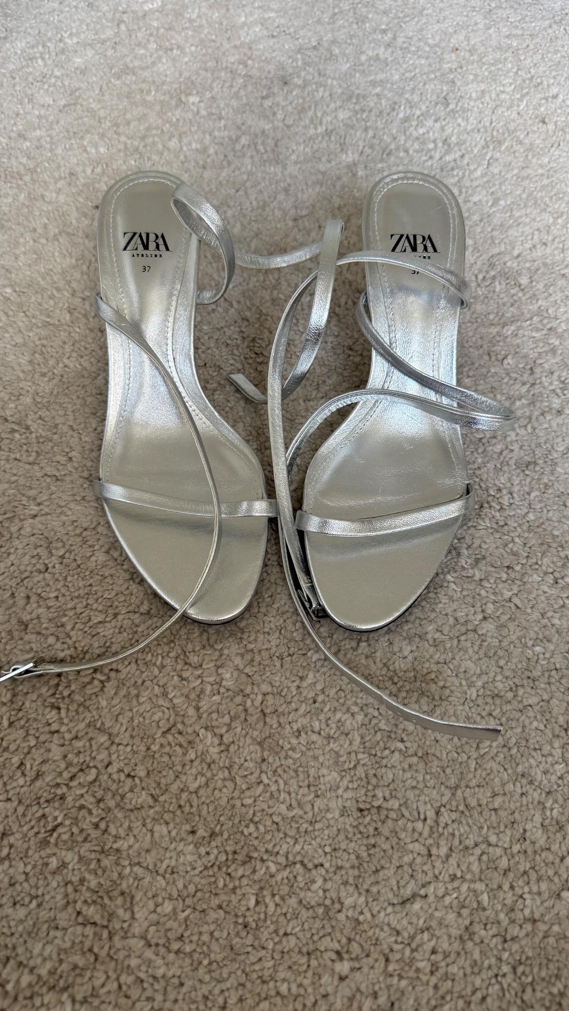 ZARA ATELIER LEDER SANDALETTEN SILBER GR. 37  LIMITED EDITION - Image 2