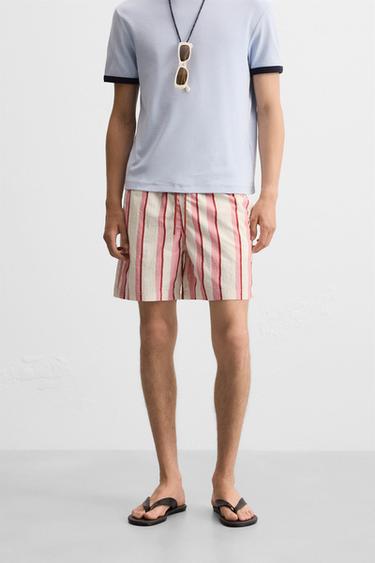 MAILLOT DE BAIN LONG À RAYURES - Rose de Zara - Image 2