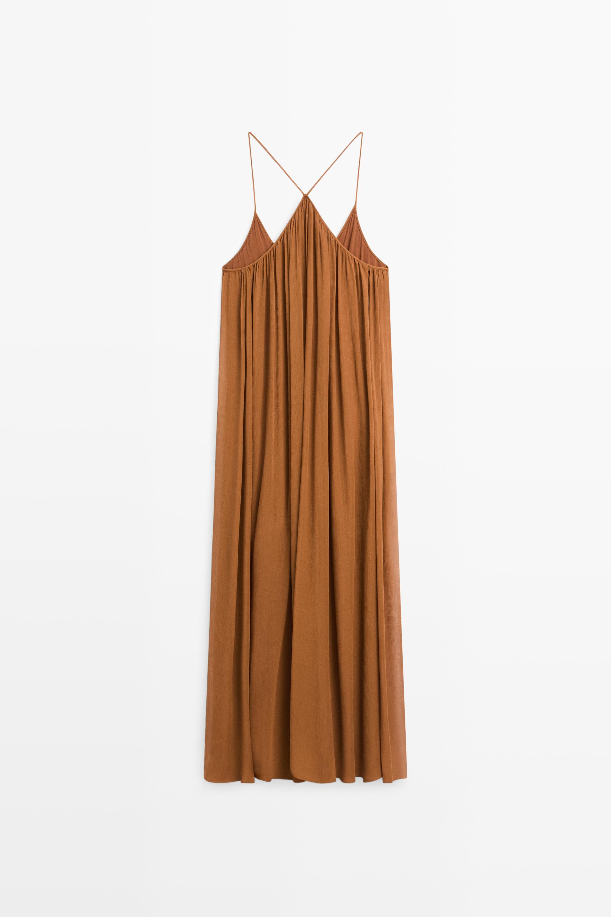 100% silk gathered midi dress