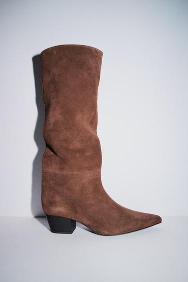 BOTA SERRAJE COWBOY - Marrón de Zara