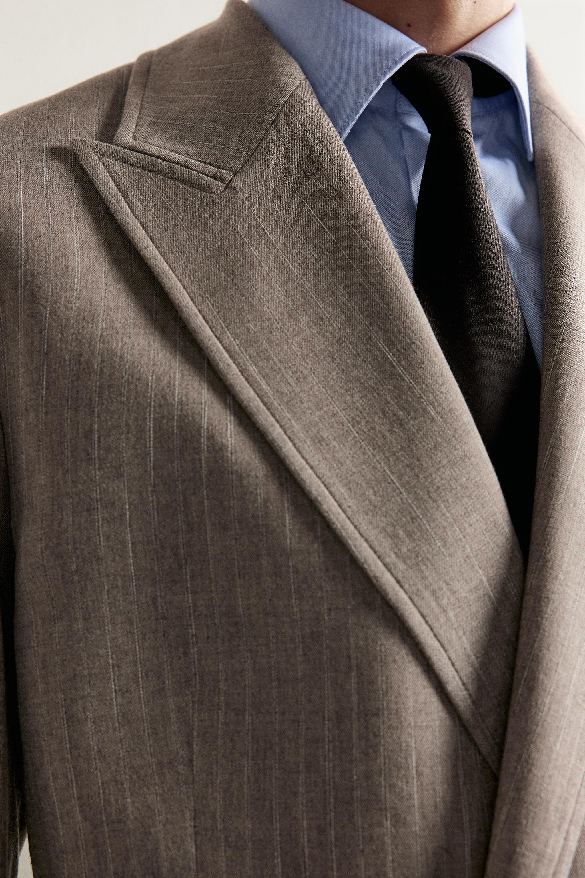 Мужские пиджаки Zara REGULAR FIT DOUBLE-BREASTED PINSTRIPE BLAZER — фото 6