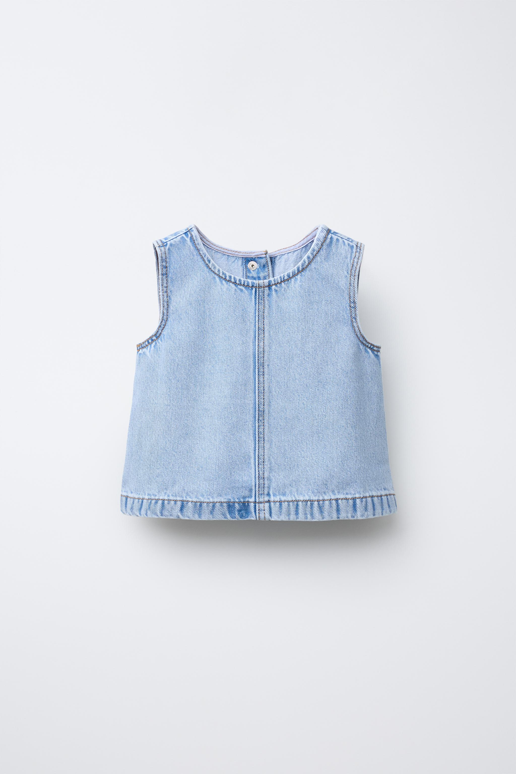 ZARA デニムベアトップ ライトブルー（ZARA ストラップレス