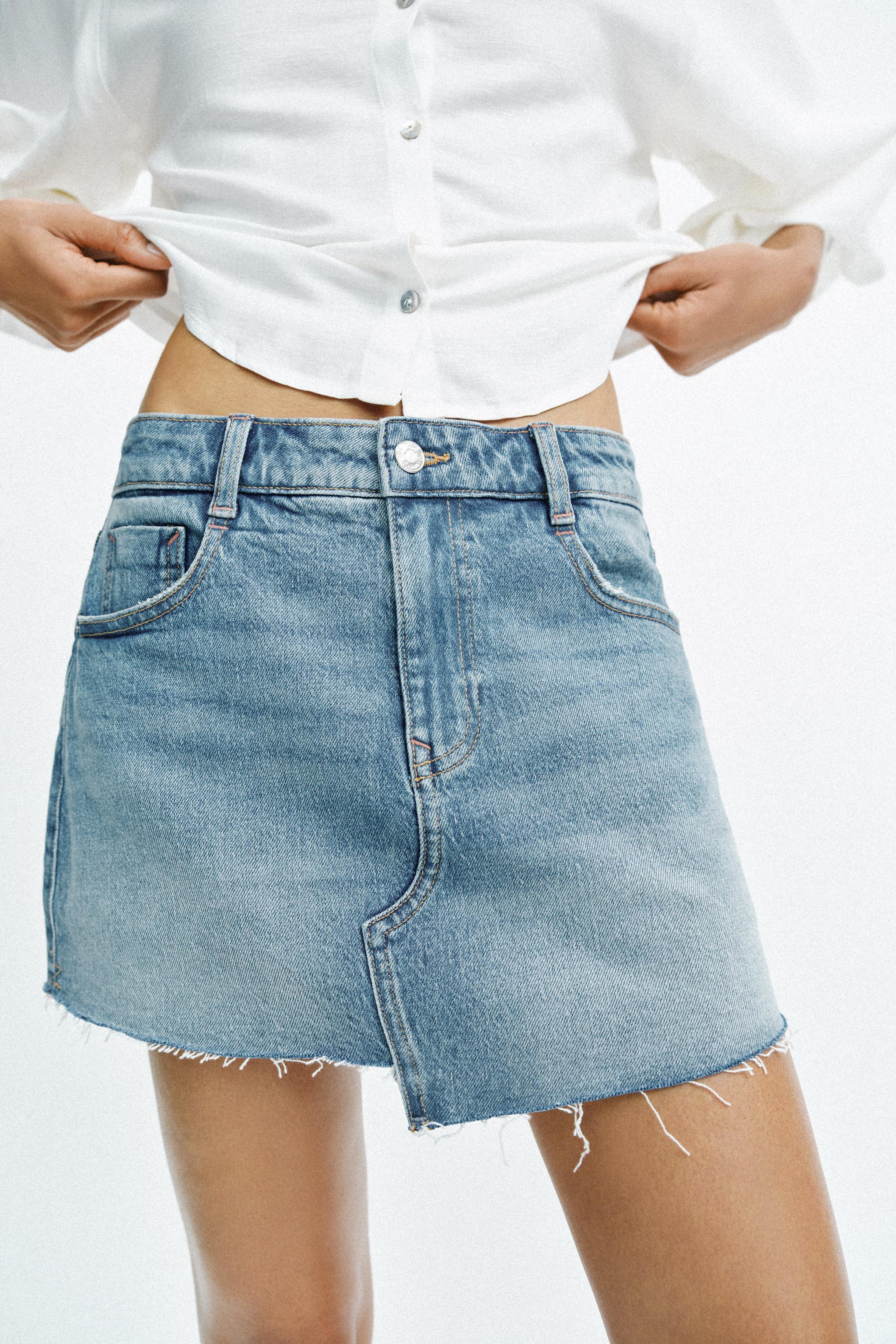 Z1975 DİKİŞSİZ PAÇA DENIM ŞORT ETEK - Görsel 2