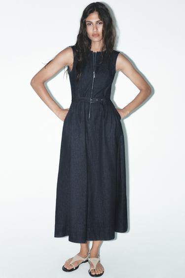 Zara ZW COLLECTION DENIM MIDI DRESS - Blue - Image 0