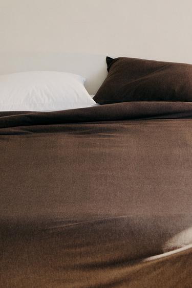 PLAIN COTTON JERSEY DUVET COVER - Brown by Zara