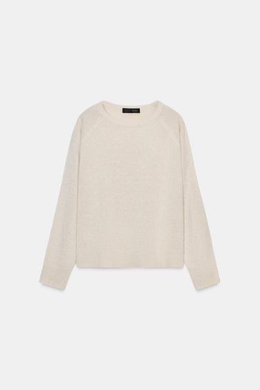 Zara METALLIC THREAD BASIC KNIT JUMPER - 333