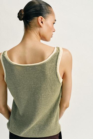 TOP EN MAILLE BIMATIÈRE - Kaki de Zara - Image 2