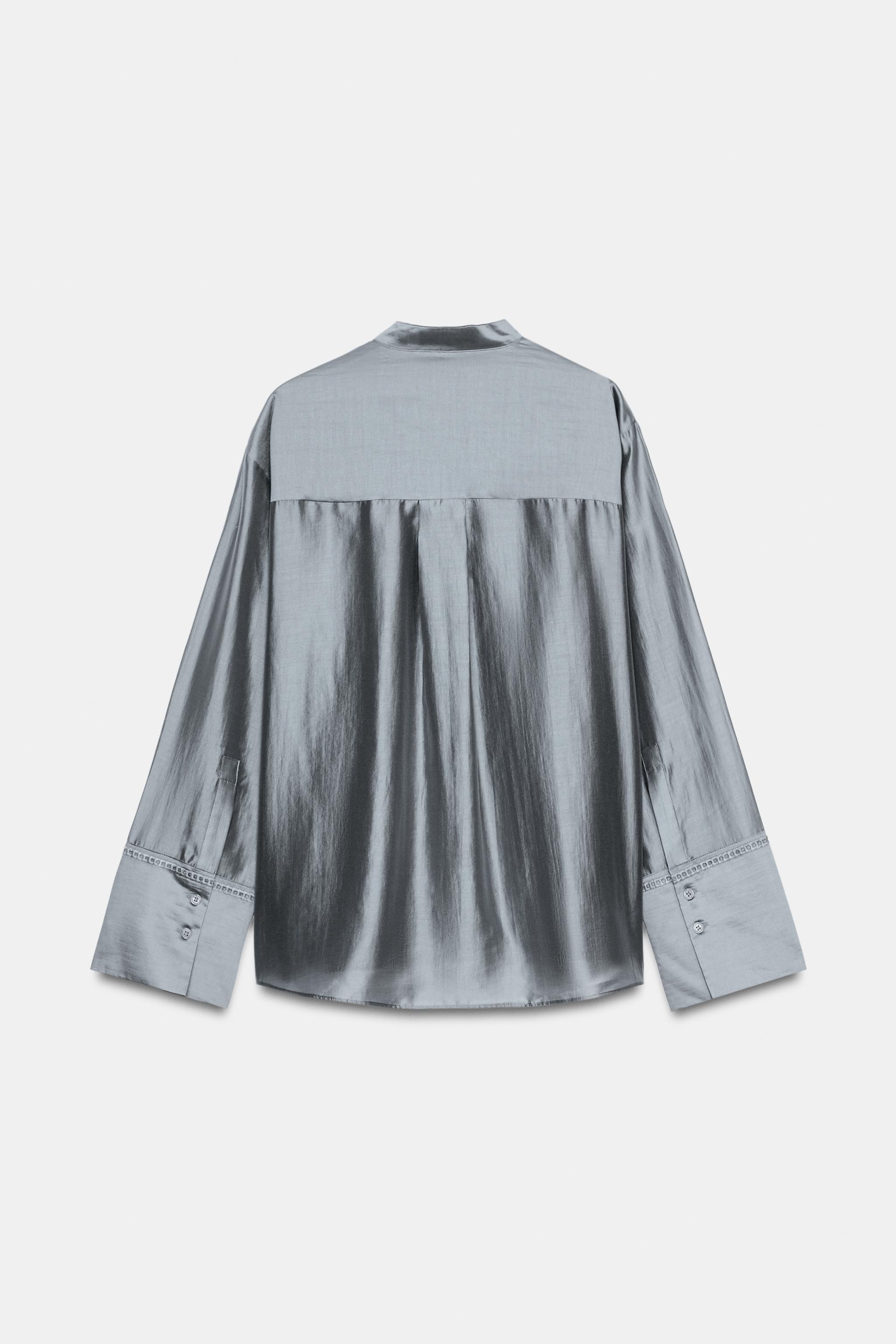 Женские рубашки Zara EMBROIDERED POCKET SHIRT ZW COLLECTION — фото 2