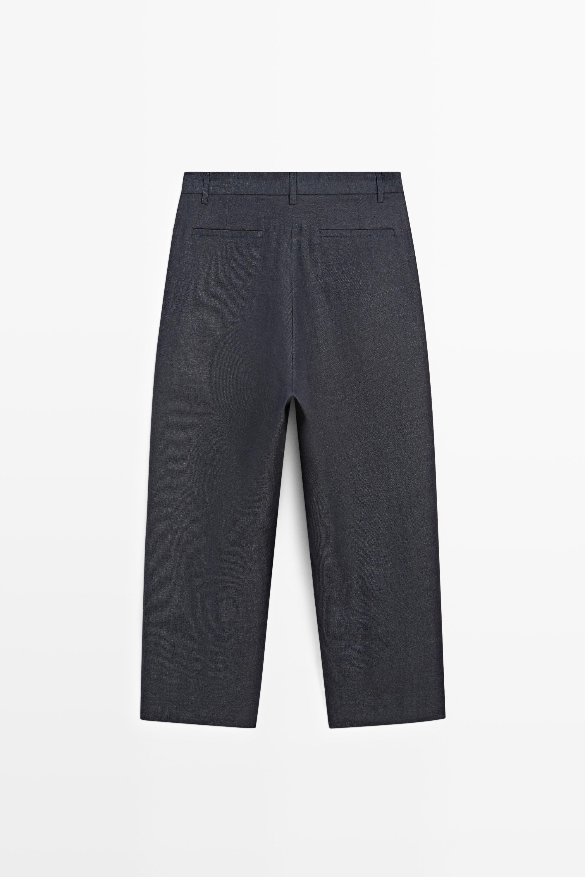 100% linen total look melange trousers