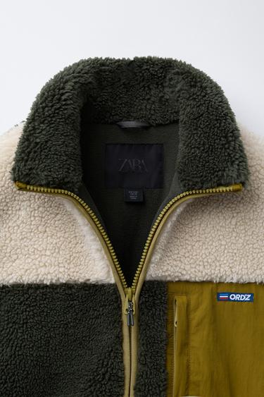 BLOUSON EFFET MOUTON COLOR BLOCK - Kaki de Zara - Image 5