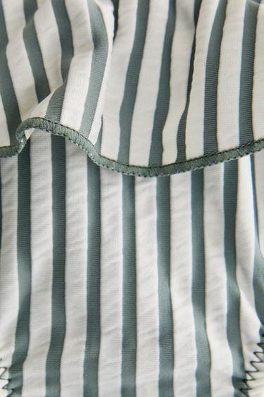 CHILDREN’S STRIPED BEACH BIKINI BOTTOMS - Ecru / Green by Zara - Image 4