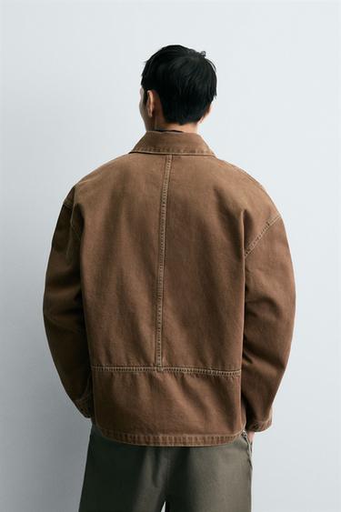 WASHED STRUCTURED OVERSHIRT - Light brown by Zara