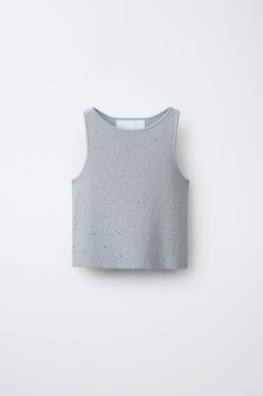 TOP PUNTO BRILLOS - Gris / Azul de Zara - Imagen 0