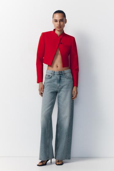FITTED CROPPED BLAZER - Red by Zara - Image 0