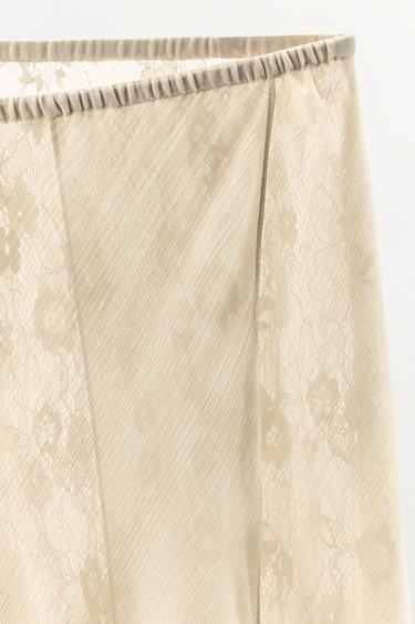 TROUSERS WITH GEORGETTE LACE DETAIL - Ecru by Zara - Image 3
