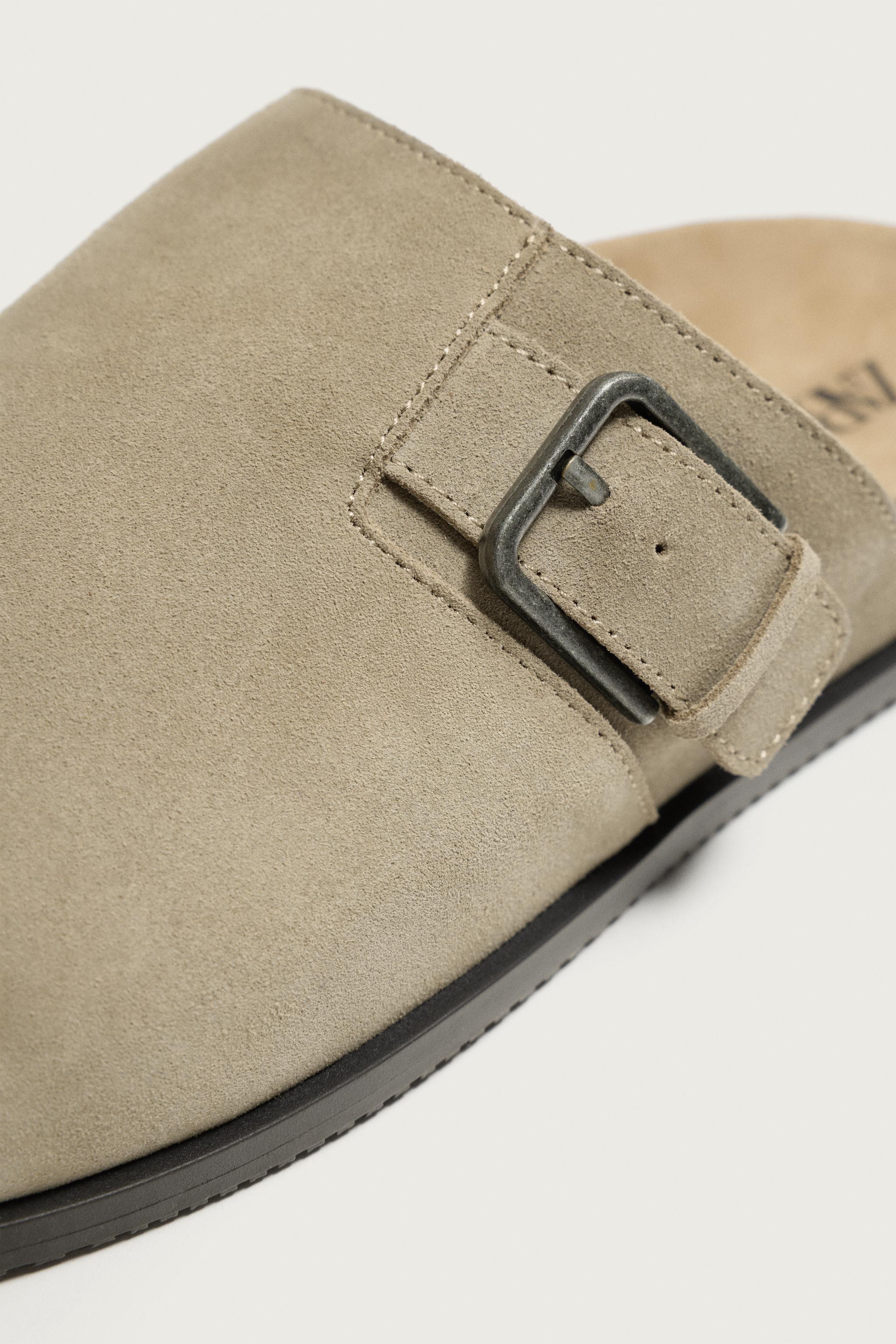 BUCKLED LEATHER CLOGS