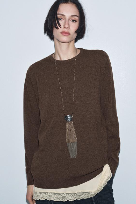 COMBINATION WOOL BLEND JUMPER