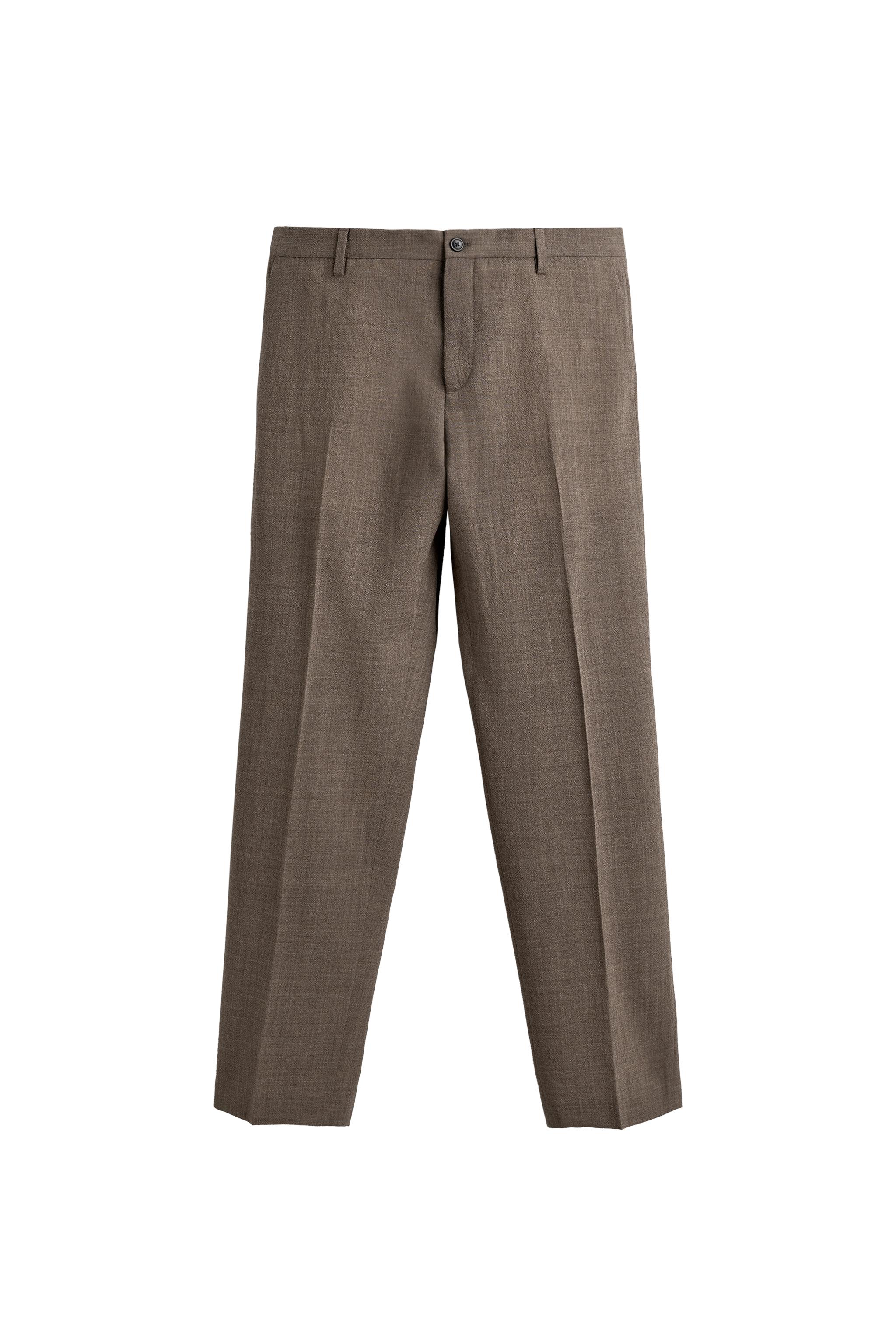 100% WOOL TEXTURED SUIT PANTS