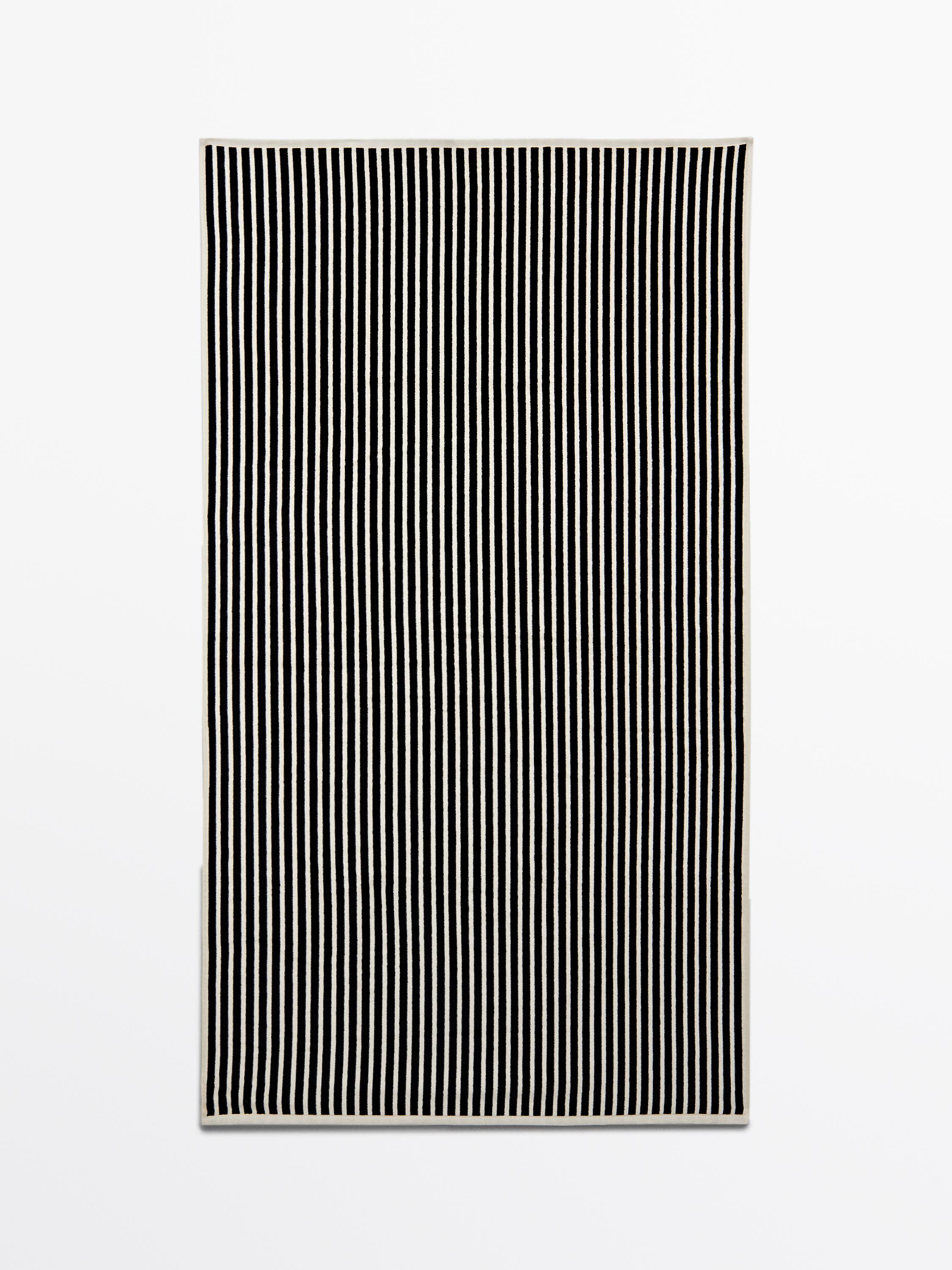Striped cotton towel — Navy blue