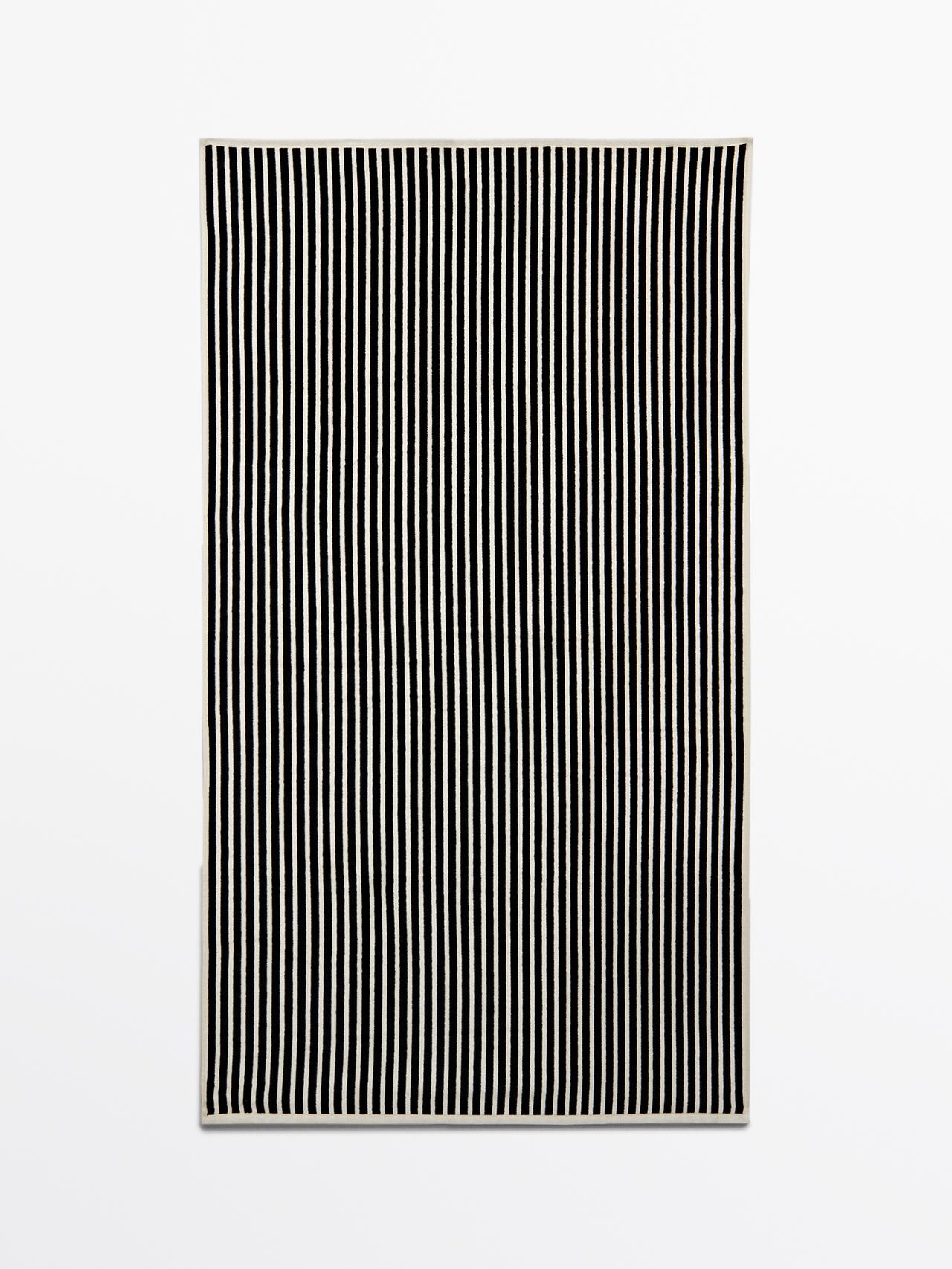Striped cotton towel — Navy blue