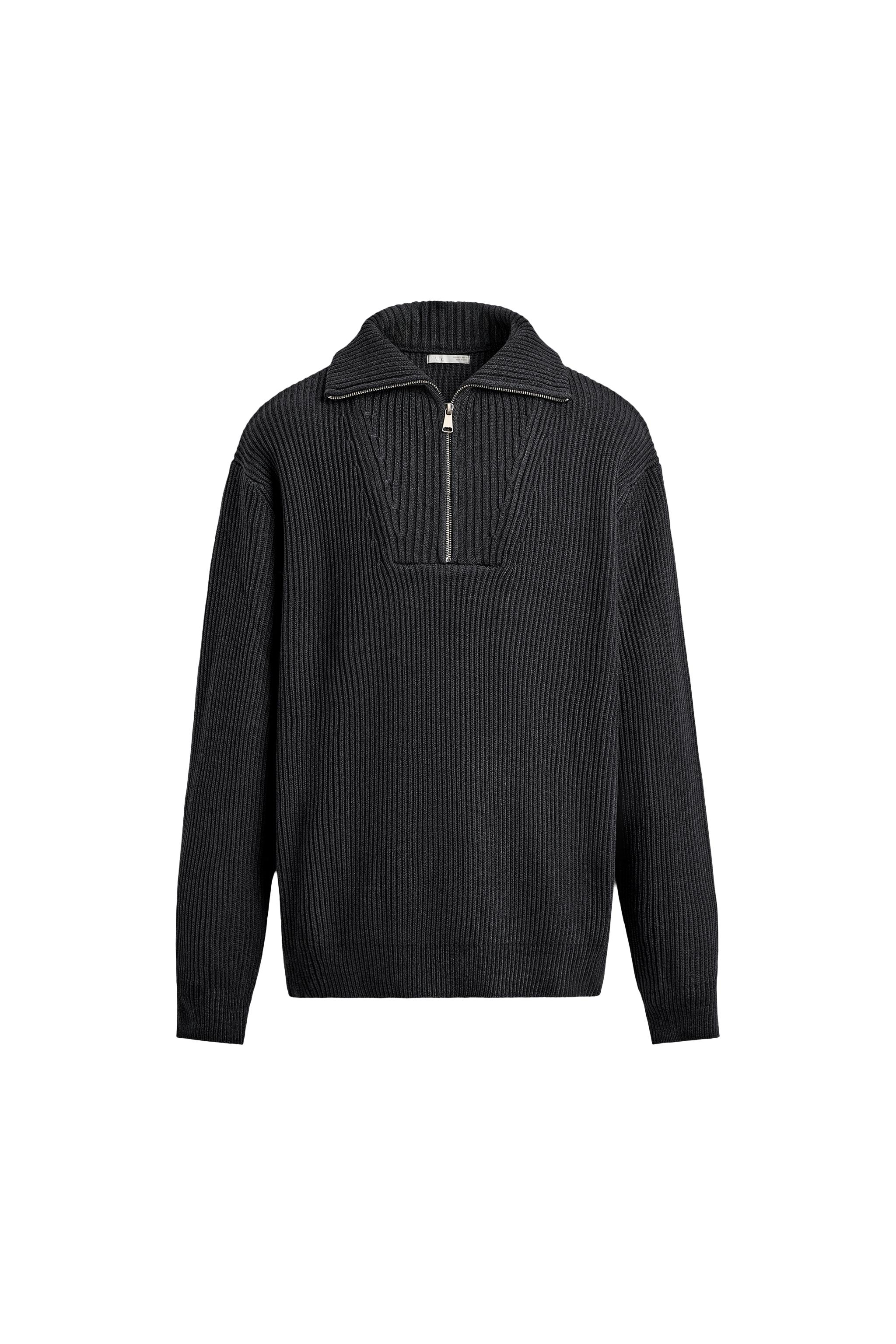 PURL KNIT QUARTER-ZIP JUMPER - Chocolate | ZARA South Africa