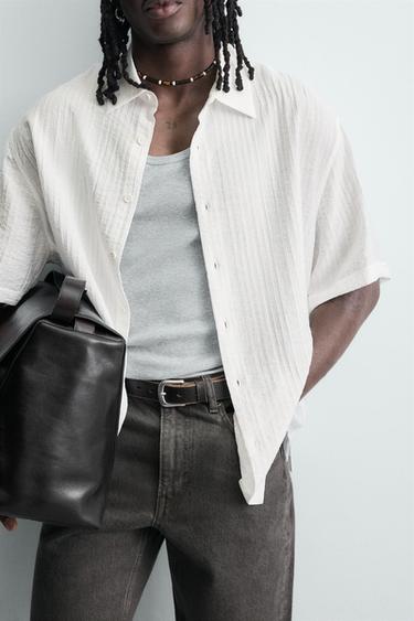 CHEMISE FLUIDE STRUCTURÉE EN RELIEF - Blanc cassé de Zara - Image 5
