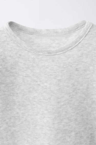 T-SHIRT CÔTELÉ - Gris de Zara - Image 2