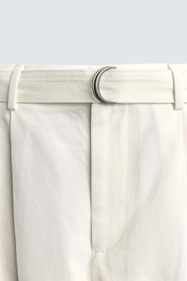 RELAXED FIT LINEN TROUSERS WITH BELT - White by Zara - Image 8