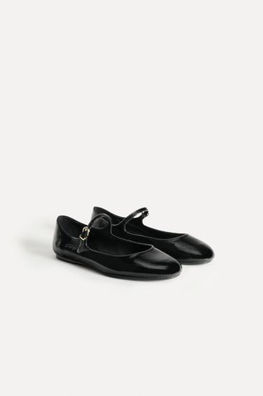 LEATHER BALLET FLATS 50TH ANNIVERSARY - Black by Zara