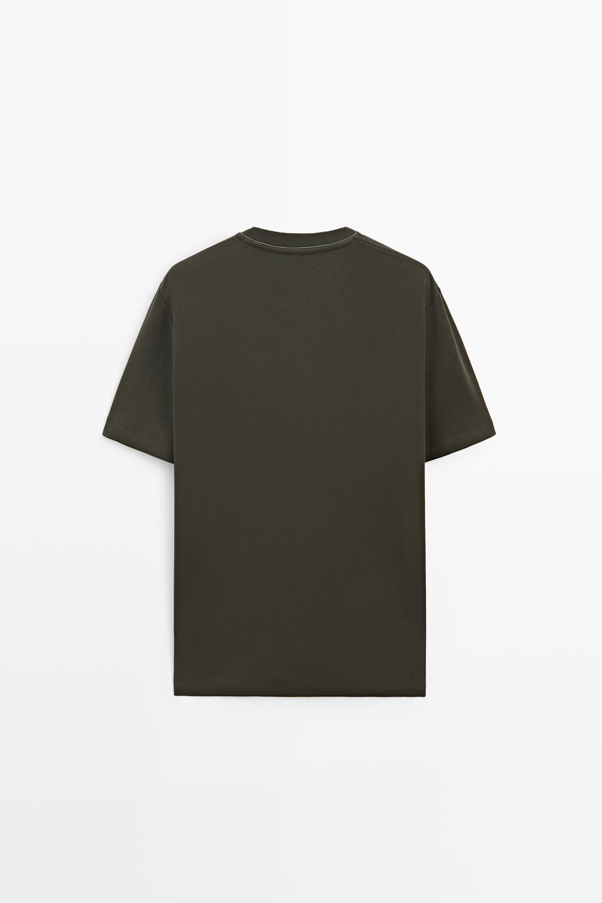 Contrast neck short sleeve T-shirt