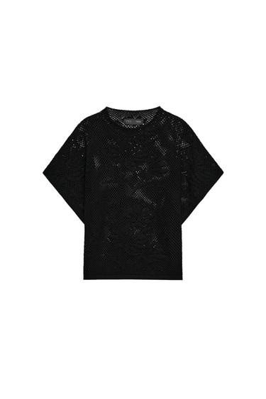 POINTELLE KNIT TOP - Black by Zara