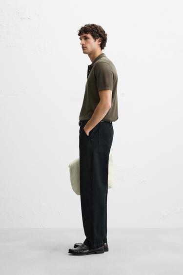 KNIT COTTON - SILK POLO SHIRT - Moss green by Zara - Image 3