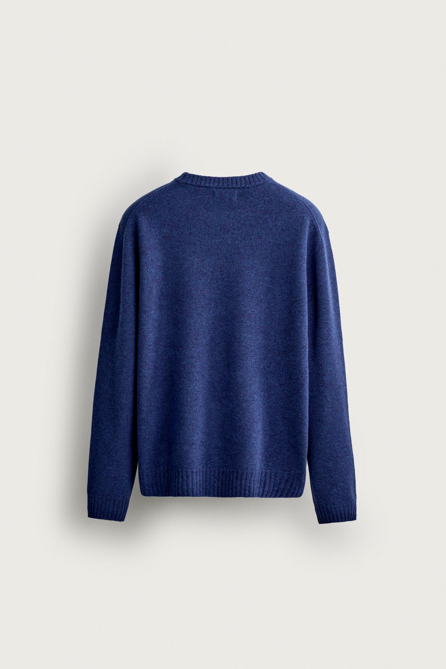 Мужской свитер Zara Wool Blend Regular Fit, цвет: Синий — фото 8