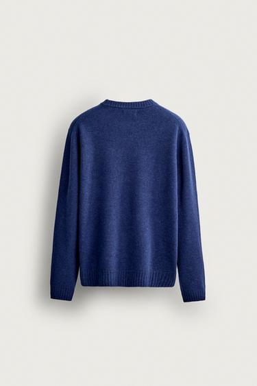 WOOL BLEND REGULAR FIT SWEATER — Mid-blue 2