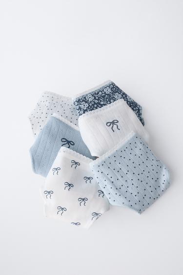 6-14 ANS/ LOT DE SIX CULOTTES À LACETS - Écru / Bleu de Zara - Image 5