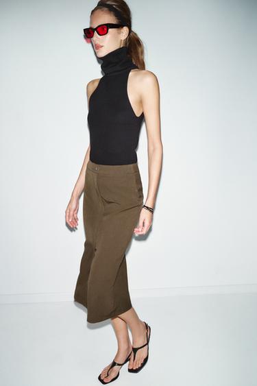 PENCIL MIDI SKIRT - Tobacco by Zara - Image 3